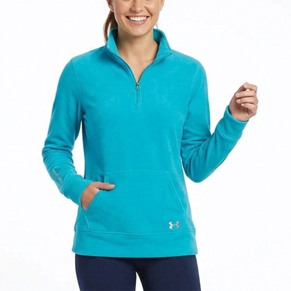 Under Armour Fleece 1/4 Zip Blue Pullover Mock Neck Gorpcore Small